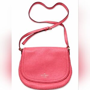 👜 Kate Spade Roulette Small Saddle Crossbody Pink Coral Leather 💗